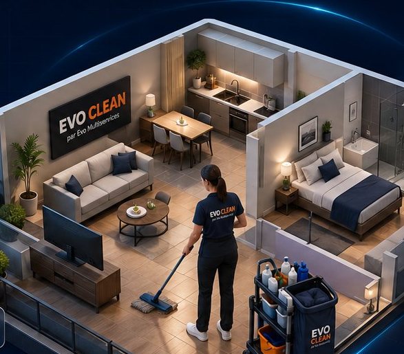 Agent Evo Clean réalisant un nettoyage professionnel dans un appartement à Mulhouse